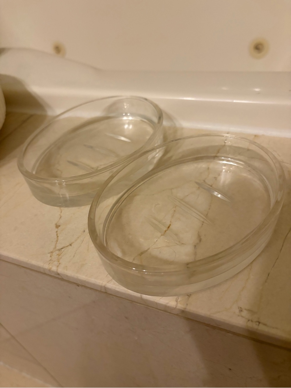 Clear Oval Glass Soap Dish - Transparent Bath Accessory set of two